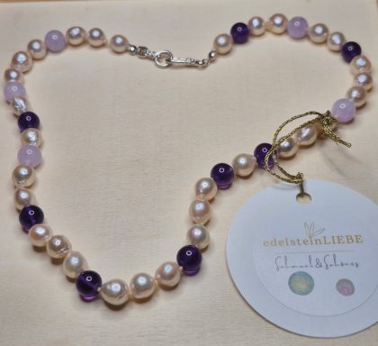 Akoya-Perlenkette mit Amethyst